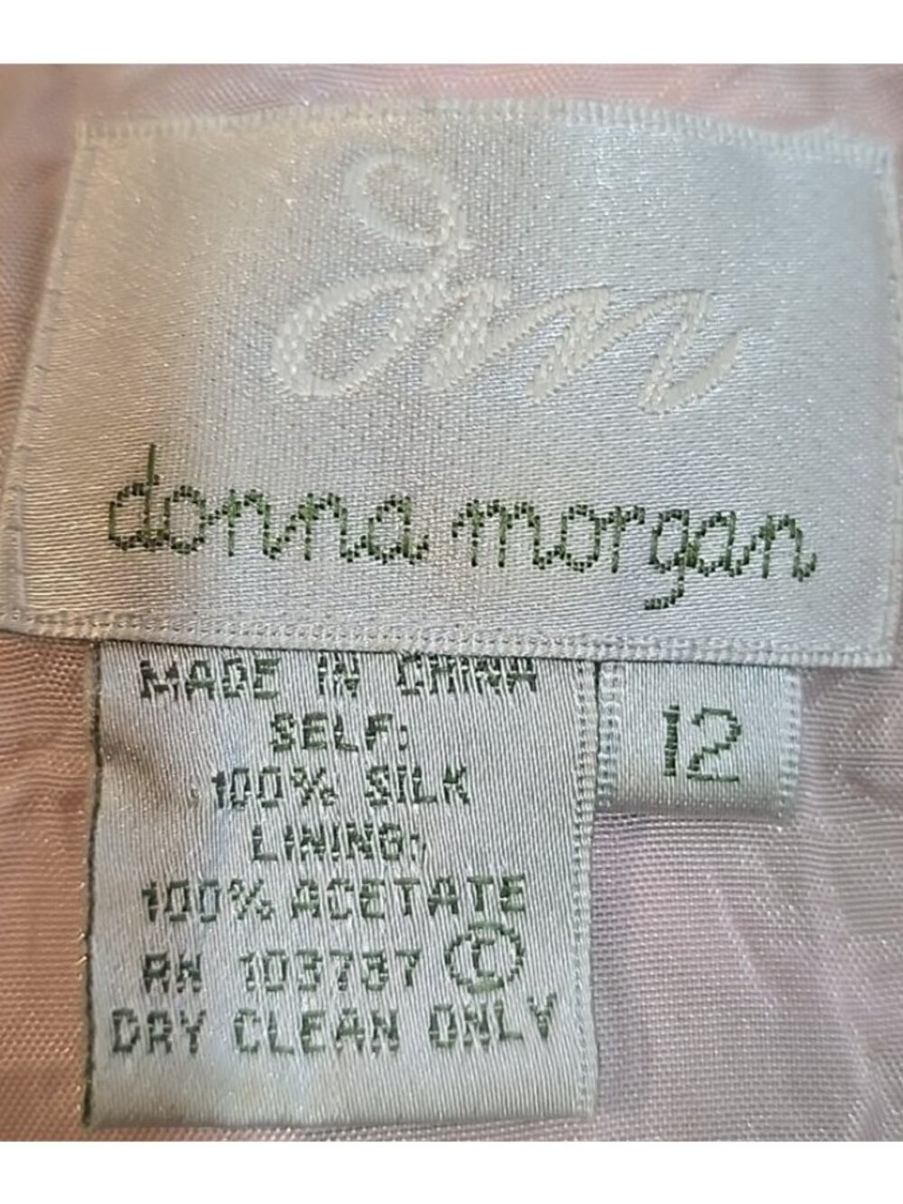 Donna Morgan Vtg Shift Dress 100% Silk Pink Lined Sleeveless Sexy Class Women 12 - Picture 9 of 10